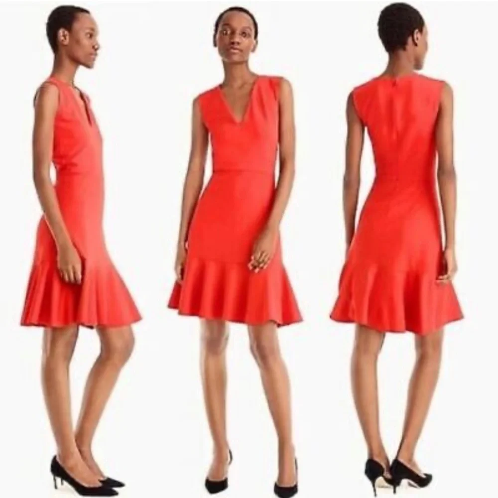 J.Crew 365 Red Stretch Ponte sheath v-neck 8 flare hem sleeveless zipper dress - Picture 16 of 16
